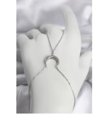 Pirinç Gümüş Renk Hilal Model Zirkon Taşlı Kadın Şahmeran - TJ-SN750