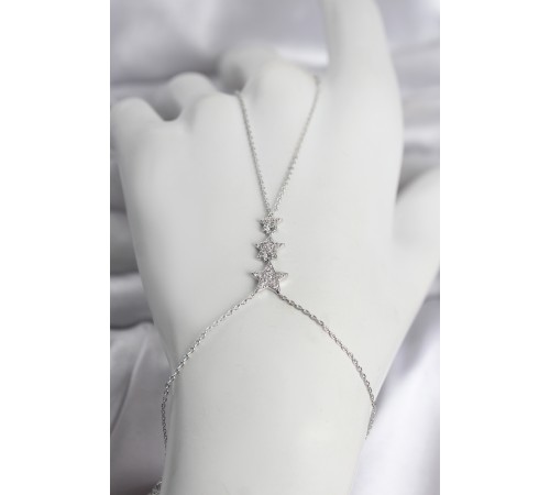 Pirinç Gümüş Renk Sıralı Yıldız Model Kadın Şahmeran - TJ-SN754