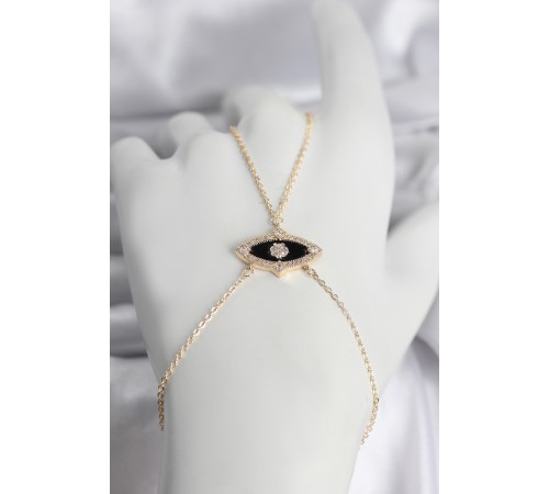 Pirinç Göz Model Gold Renk Zirkon Taşlı Kadın Şahmeran - TJ-SN755