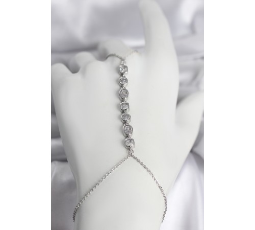 Pirinç Gümüş Renk Sıralı Zirkon Taşlı Kadın Şahmeran - TJ-SN756