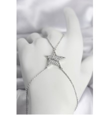 Pirinç Gümüş Renk Zirkon Taşlı Yıldız Model Kadın Şahmeran - TJ-SN758