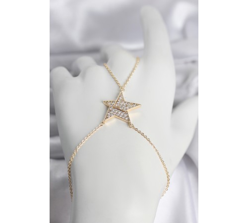 Pirinç Gold Renk Zirkon Taşlı Yıldız Model Kadın Şahmeran - TJ-SN759