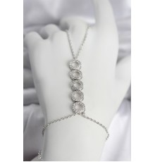 Pirinç Gümüş Renk Zirkon Taşlı Sıralı Halka Model Kadın Şahmeran - TJ-SN762