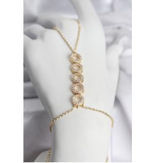 Pirinç Gold Renk Zirkon Taşlı Sıralı Halka Model Kadın Şahmeran - TJ-SN763