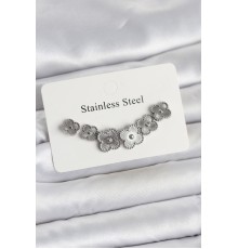 316L Çelik Gümüş Renk Yonca Küpe Seti - TJ-BKP11698