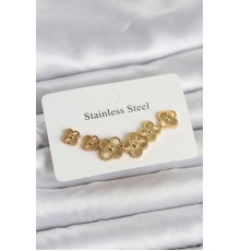 316L Çelik Gold Renk Yonca Küpe Seti - TJ-BKP11699