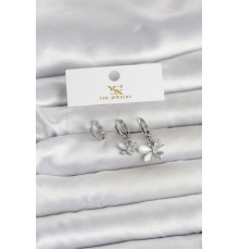 Pirinç Gümüş Renk Model 3'lü Kadın Küpe - TJ-BKP11708