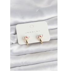 Pirinç Gold Renk Mineli Kalp Kiraz Model Çocuk Küpe - TJ-BKP11718