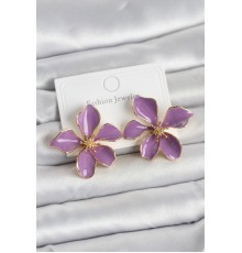 Mor Mineli Çiçek Model Pirinç Kadın Küpe - TJ-BKP11729