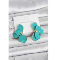 Turkuaz Mineli Lotus Model Pirinç Kadın Küpe - TJ-BKP11730