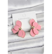 Pembe Mineli Lotus Model Pirinç Kadın Küpe - TJ-BKP11733