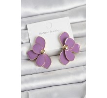 Mor Mineli Lotus Model Pirinç Kadın Küpe TJ-BKP11735