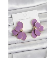 Mor Mineli Lotus Model Pirinç Kadın Küpe - TJ-BKP11735