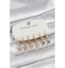 316L Çelik Zirkon Taşlı Yıldız Form 6'lı Set Kadın Küpe - TJ-BKP11739