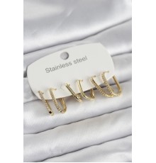 316L Çelik Gold Renk 6'lı Set Geometrik Model Kadın Küpe - TJ-BKP11741