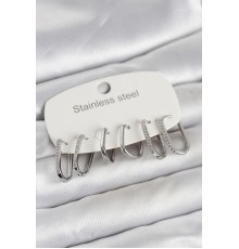 316L Çelik Gümüş Renk 6'lı Set Geometrik Model Kadın Küpe - TJ-BKP11742
