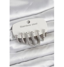 316L Çelik Gold Renk 6'lı Set Zirkon Taşlı Kadın Küpe - TJ-BKP11746