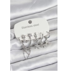 316L Çelik Gold Renk 6'lı Set Zincirli Yıldız Modelli Kadın Küpe - TJ-BKP11748