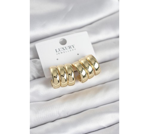 Pirinç Gold Renk Üçlü Görünüm Kadın Küpe - TJ-BKP11755