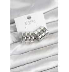 Pirinç Gümüş Renk Üçlü Görünüm Kadın Küpe - TJ-BKP11756