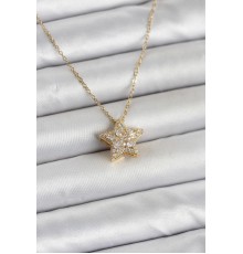 316L Çelik Zincir Gold Renk Zirkon Taşlı Yıldız Model Kadın Kolye - TJ-BKO11018