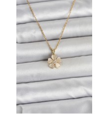 316L Çelik Zincir Gold Renk Yonca Model Kadın Kolye - TJ-BKO11020