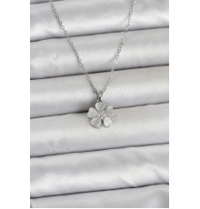 316L Çelik Zincir Gümüş Renk Yonca Model Kadın Kolye - TJ-BKO11021