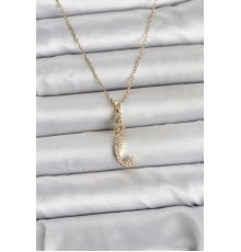 316L Çelik Zincir Gold Renk Zirkon Taşlı Deniz Kızı Model Kadın Kolye - TJ-BKO11024