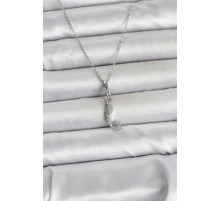 316L Çelik Zincir Gümüş Renk Zirkon Taşlı Deniz Kızı Model Kadın Kolye - TJ-BKO11025