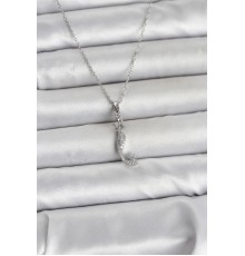 316L Çelik Zincir Gümüş Renk Zirkon Taşlı Deniz Kızı Model Kadın Kolye - TJ-BKO11025