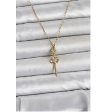 316L Çelik Zincir Gold Renk Kılıç Model Kadın Kolye - TJ-BKO11028