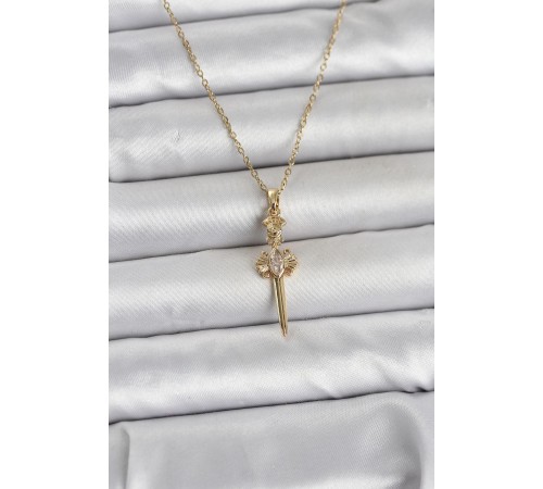 316L Çelik Zincir Gold Renk Kılıç Model Kadın Kolye - TJ-BKO11028
