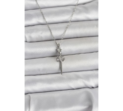 316L Çelik Zincir Gümüş Renk Kılıç Model Kadın Kolye - TJ-BKO11029