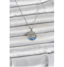 316L Çelik Zincir Gümüş Renk Zirkon Taşlı Deniz Temalı Kadın Kolye - TJ-BKO11033