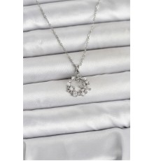 316L Çelik Zincir Gümüş Renk İncili Çiçek Model Kadın Koyle - TJ-BKO11035