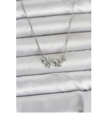 316L Çelik Zincir Gümüş Renk Çiçek ve Model Kadın Kolye - TJ-BKO11039