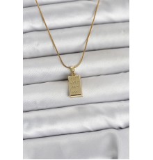 316L Çelik Zincir Gold Renk Külçe Altın Model Kadın Kolye - TJ-BKO11042