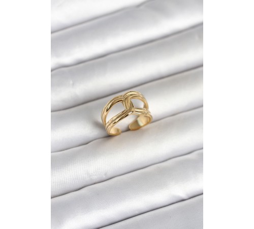 316L Çelik Gold Renk Düğüm Model Kadın Yüzük - TJ-BYK4165
