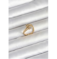 316L Çelik Gold Renk Zirkon Taşlı Kalp Model Kadın Yüzük - TJ-BYK4168