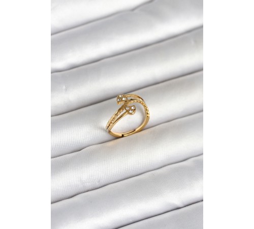 316L Çelik Gold Renk Zirkon Taşlı Kalp Model Kadın Yüzük - TJ-BYK4168