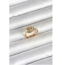 316L Çelik Gold Renk Zirkon Taşlı Kalp Model Kadın Yüzük - TJ-BYK4169