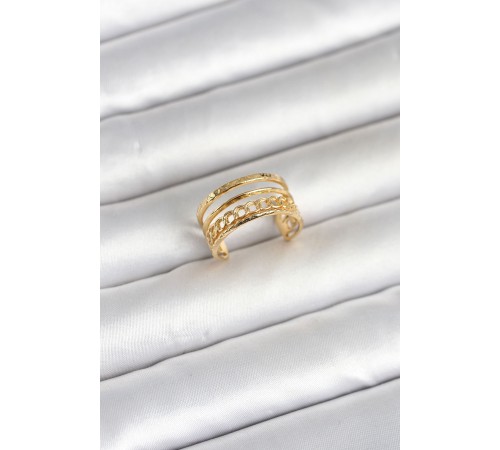 316L Çelik Gold Renk Zincirli Vintage Model Kadın Yüzük - TJ-BYK4170