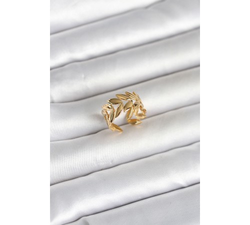 316L Çelik Gold Renk Başak Figür Kadın Yüzük - TJ-BYK4174