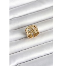 316L Çelik Gold Renk Geometrik Model Kadın Yüzük - TJ-BYK4176