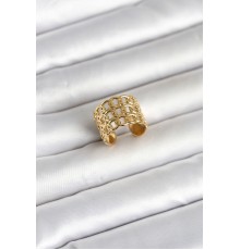 316L Çelik Gold Renk Zincir Model Kadın Yüzük - TJ-BYK4177