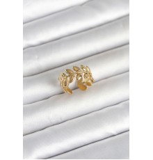 316L Çelik Gold Renk Başak Form Kadın Yüzük - TJ-BYK4178