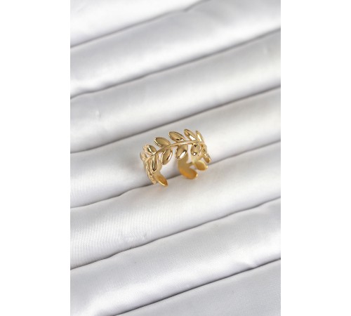 316L Çelik Gold Renk Başak Form Kadın Yüzük - TJ-BYK4178