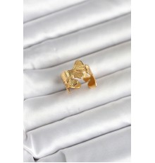 316L Çelik Gold Renk Lotus Model Kadın Yüzük - TJ-BYK4179