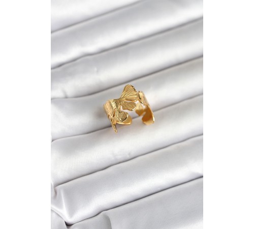 316L Çelik Gold Renk Lotus Model Kadın Yüzük - TJ-BYK4179