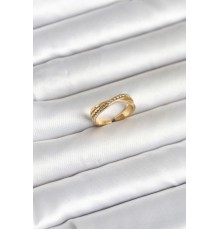 316L Çelik Gold Renk Zirkon Taşlı Kadın Yüzük - TJ-BYK4180